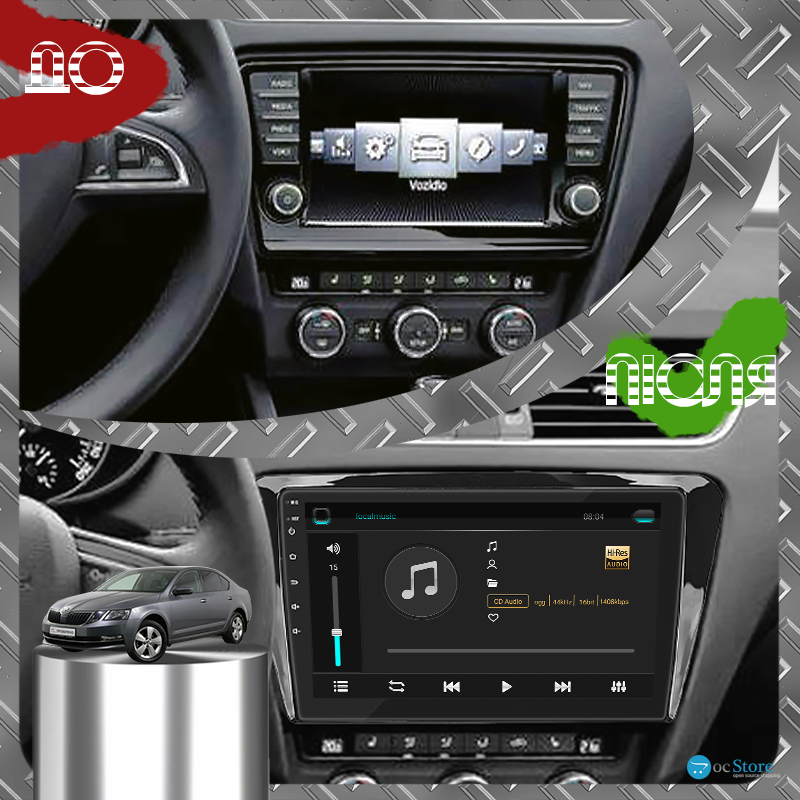 Штатная магнитола Lesko для Skoda Octavia III (A7) Рестайлинг 2017-2020 экран 10" 1/16Gb Wi-Fi GPS Base