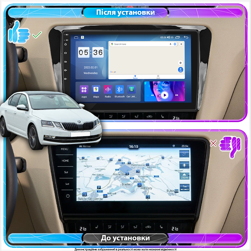 Штатная магнитола Lesko для Skoda Octavia III (A7) Рестайлинг 2017-2020 экран 10" 4/64Gb CarPlay 4G Wi-Fi GPS Prime