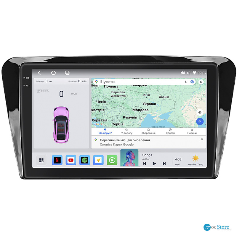 Штатная магнитола Lesko для Skoda Octavia III (A7) Рестайлинг 2017-2020 экран 10" 4/64 QLED CarPlay 4G Wi-Fi GPS 360 Prime