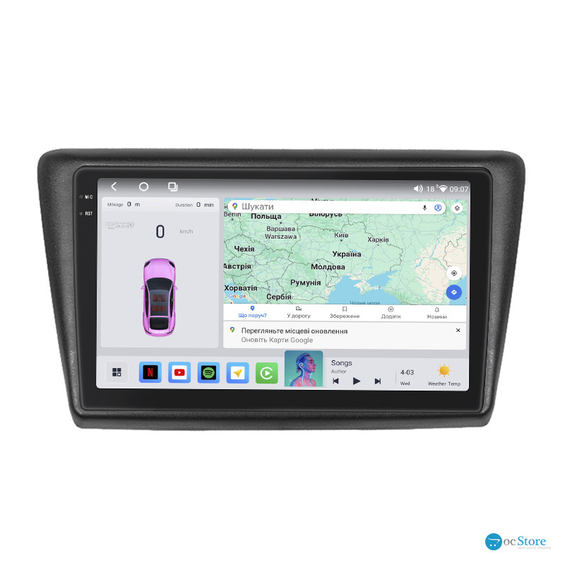 Штатная магнитола Lesko для Skoda Rapid I 2012-2017 экран 9" 4/64 QLED CarPlay 4G Wi-Fi GPS 360 Prime