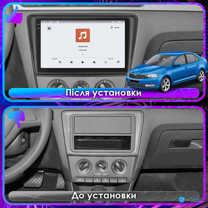 Штатная магнитола Lesko для Skoda Rapid I 2012-2017 экран 9" 4/64 QLED CarPlay 4G Wi-Fi GPS 360 Prime
