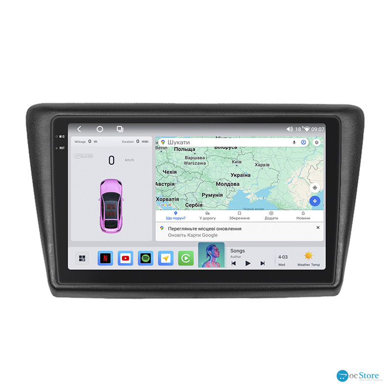 Штатная магнитола Lesko для Skoda Rapid II 2020-н.в. экран 9" 4/64 QLED CarPlay 4G Wi-Fi GPS 360 Prime