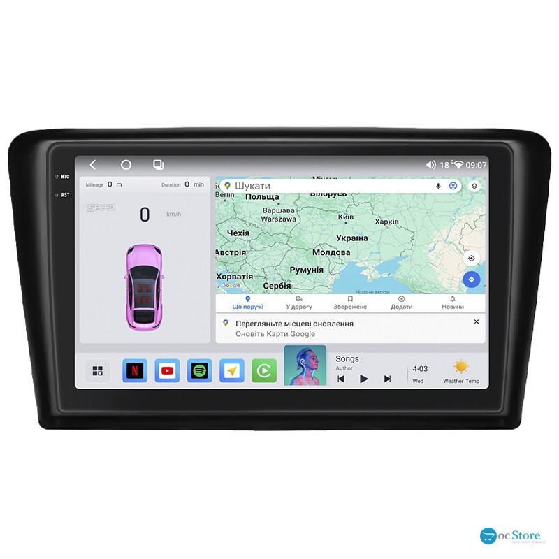 Штатная магнитола Lesko для Skoda Spaceback  2014-2019 экран 9" 4/64 QLED CarPlay 4G Wi-Fi GPS 360 Prime