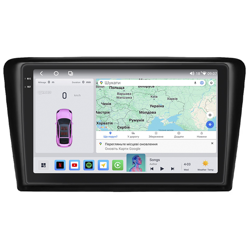 Штатная магнитола Lesko для Skoda Spaceback  2014-2019 экран 9" 4/64 QLED CarPlay 4G Wi-Fi GPS 360 Prime