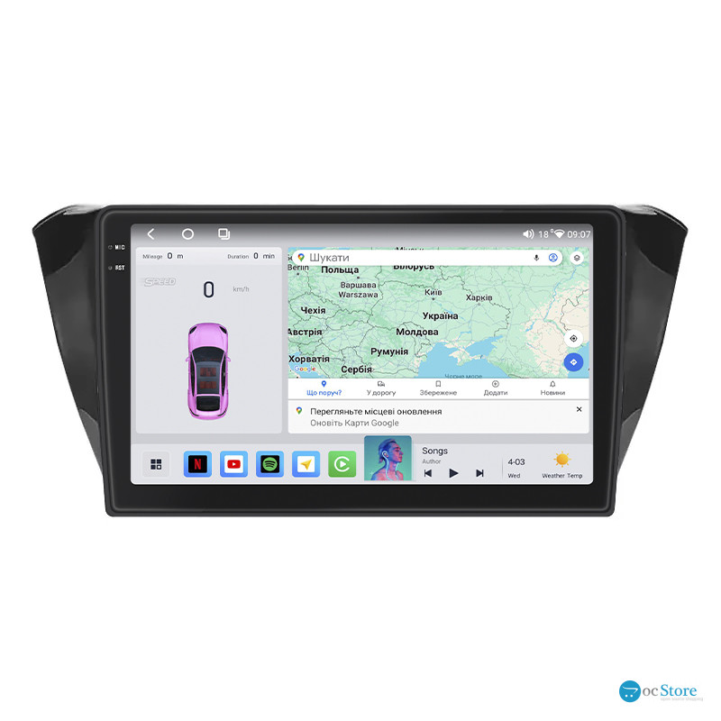 Штатная магнитола Lesko для Skoda Superb III 2015-2019 экран 10" 4/64 QLED CarPlay 4G Wi-Fi GPS 360 Prime