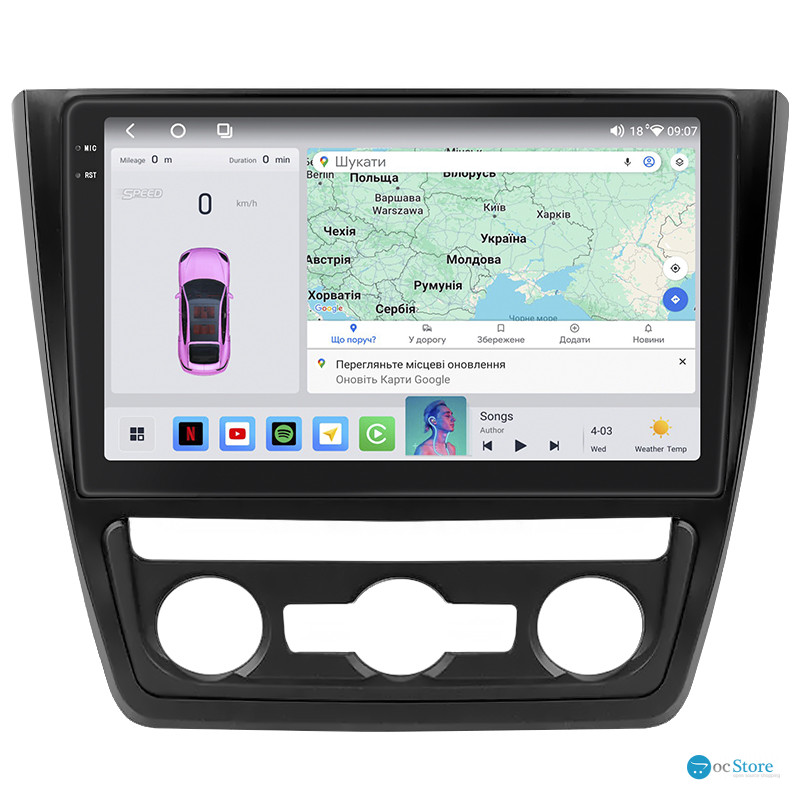 Штатная магнитола Lesko для Skoda Yeti I 2009-2014 экран 10" 4/64 QLED CarPlay 4G Wi-Fi GPS 360 Prime