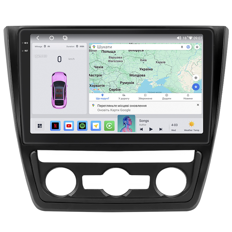 Штатная магнитола Lesko для Skoda Yeti I 2009-2014 экран 10" 4/64 QLED CarPlay 4G Wi-Fi GPS 360 Prime