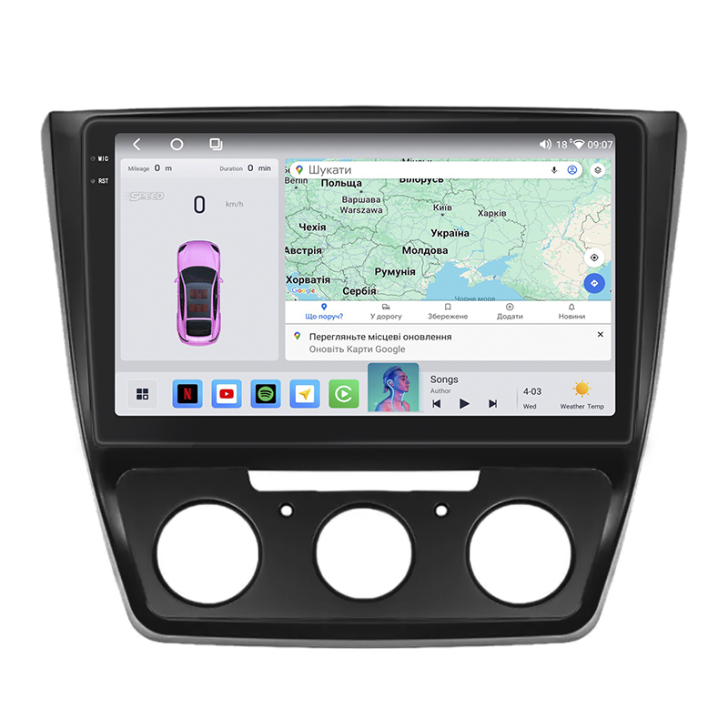 Штатная магнитола Lesko для Skoda Yeti I Рестайлинг 2013-2018 экран 10" 4/64 QLED CarPlay 4G Wi-Fi GPS 360 Prime