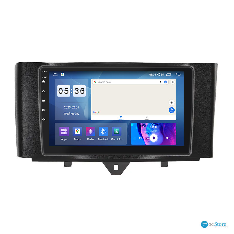 Штатная магнитола Lesko для Smart Fortwo 452 2011-2017 экран 9" 4/64Gb CarPlay 4G Wi-Fi GPS Prime