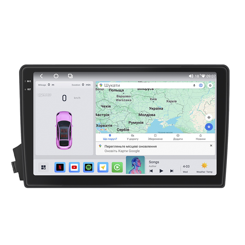 Штатная магнитола Lesko для SsangYong Actyon I 2005-2011 экран 9" 4/64 QLED CarPlay 4G Wi-Fi GPS 360 Prime
