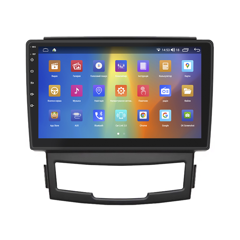 Штатная магнитола Lesko для SsangYong Actyon II Рестайлинг 2013-н.в. экран 9" 2/32Gb CarPlay 4G Wi-Fi GPS Prime