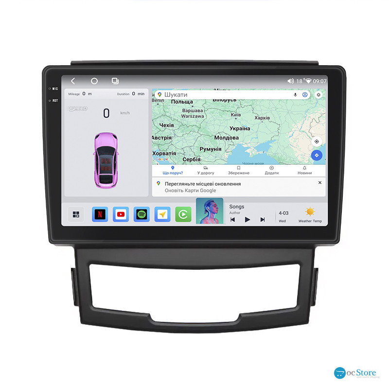 Штатная магнитола Lesko для SsangYong Korando III 2010-2013 экран 9" 4/64 QLED CarPlay 4G Wi-Fi GPS 360 Prime