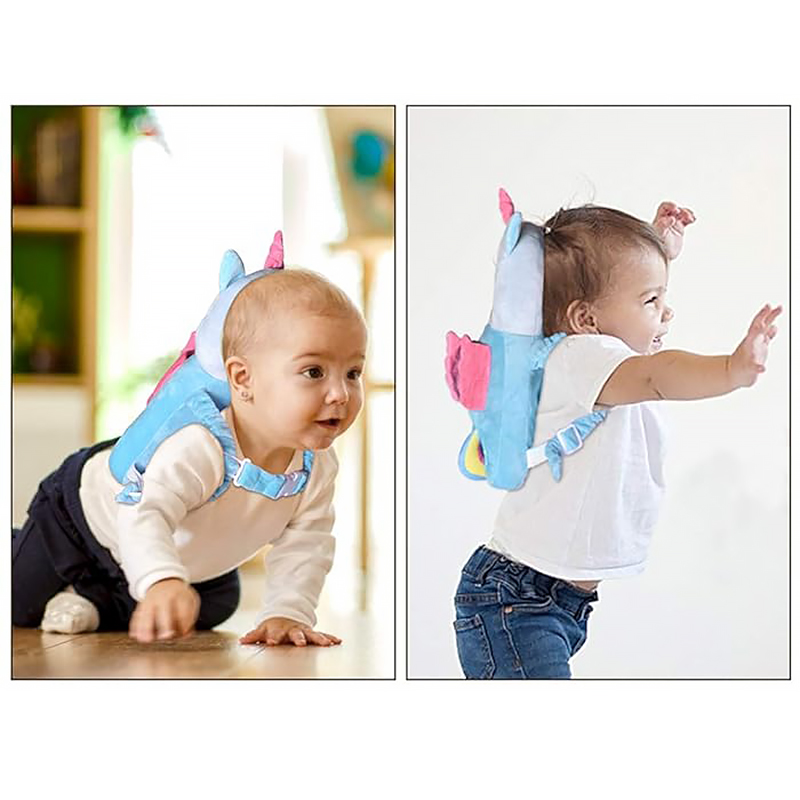 Детская защитная подушка - рюкзак Tochang для защиты головы при падении подголовник Единорог