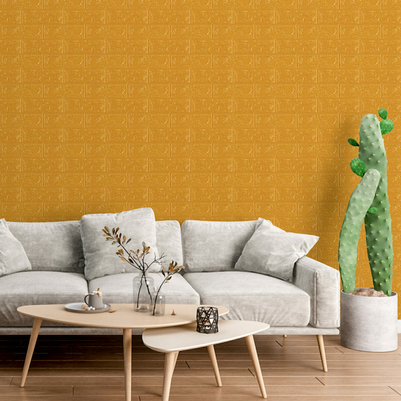 3D панель самоклеюча 700х770х3мм цегла Золота (011-3) SW-00000676