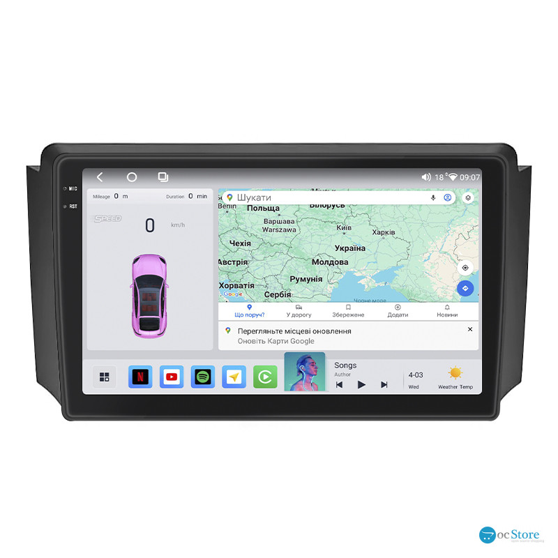 Штатная магнитола Lesko для SsangYong Rexton I 2001-2008 экран 9" 4/64 QLED CarPlay 4G Wi-Fi GPS 360 Prime