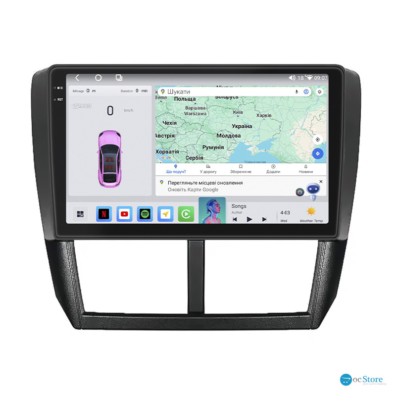 Штатная магнитола Lesko для Subaru Forester III 2007-2011 экран 9" 4/64 QLED CarPlay 4G Wi-Fi GPS 360 Prime