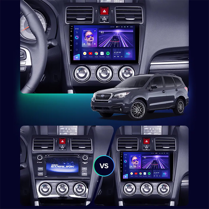 Штатная магнитола Lesko для Subaru Forester IV Рестайлинг 2 2016-2018 экран 9" 4/64Gb CarPlay 4G Wi-Fi GPS Prime