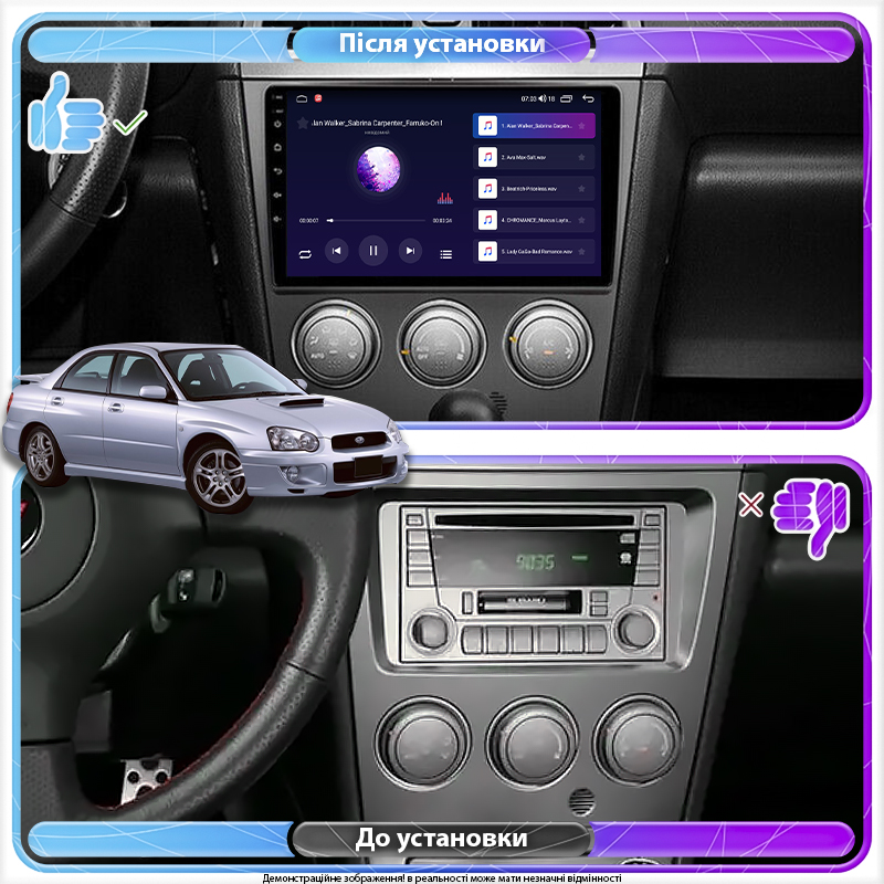 Штатная магнитола Lesko для Subaru Impreza II Рестайлинг 1 2002-2005 экран 9" 4/64Gb 4G Wi-Fi GPS Top