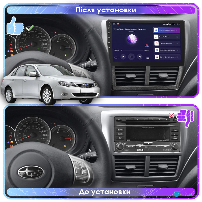 Штатная магнитола Lesko для Subaru Impreza III 2007-2011 экран 9" 2/32Gb Wi-Fi GPS Base