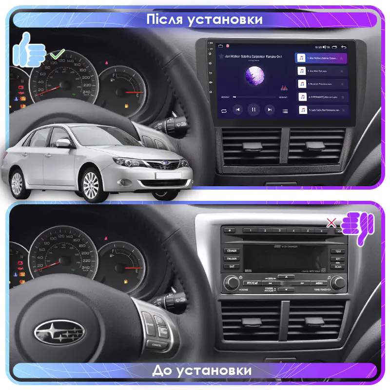 Штатная магнитола Lesko для Subaru Impreza III 2007-2011 экран 9" 2/32Gb CarPlay 4G Wi-Fi GPS Prime