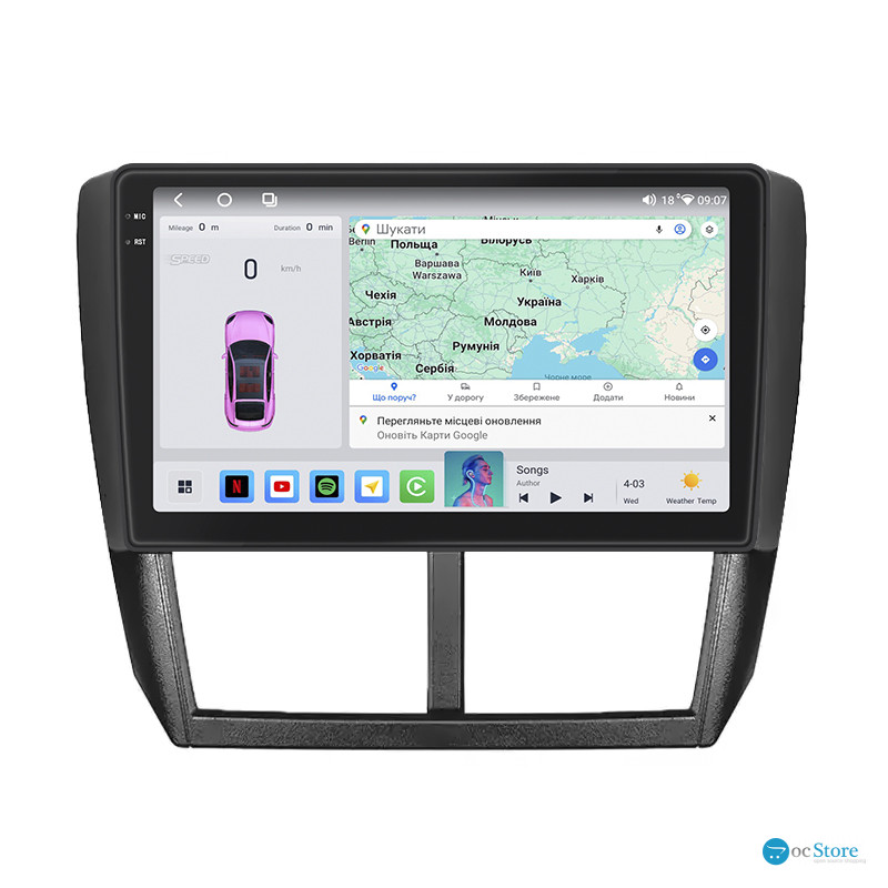 Штатная магнитола Lesko для Subaru Impreza III 2007-2011 экран 9" 4/64 QLED CarPlay 4G Wi-Fi GPS 360 Prime