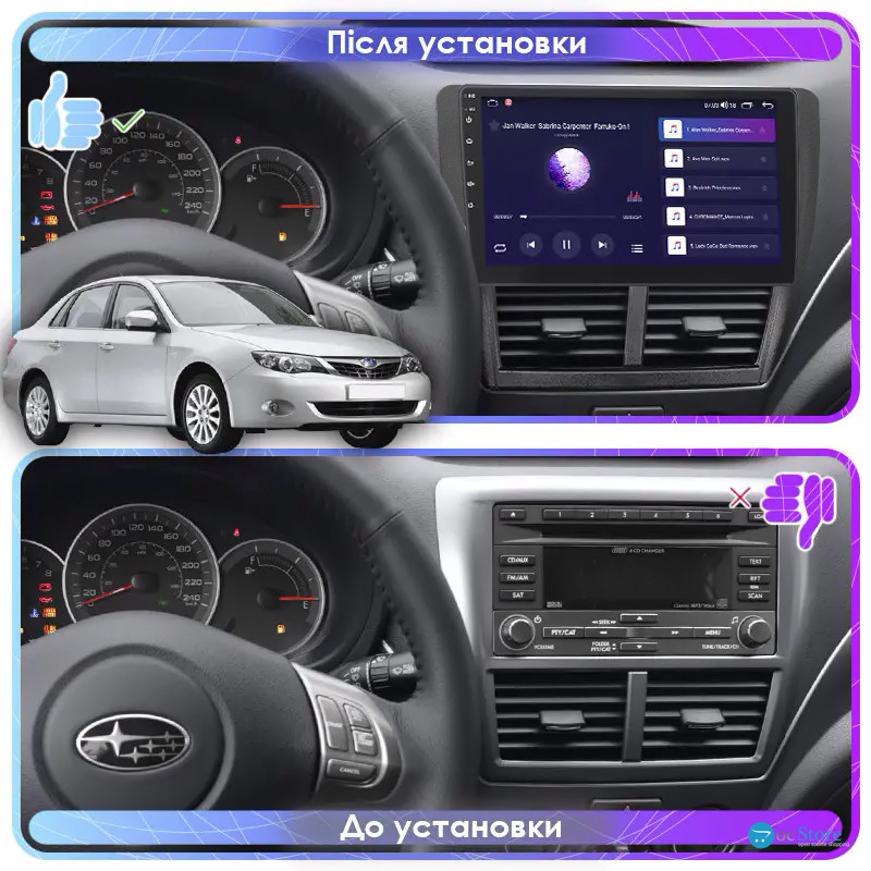 Штатная магнитола Lesko для Subaru Impreza III 2007-2011 экран 9" 4/64Gb 4G Wi-Fi GPS Top