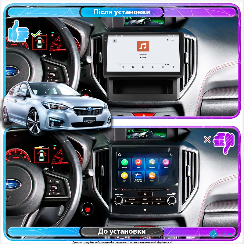 Штатная магнитола Lesko для Subaru Impreza V 2016-н.в. экран 9" 4/64 QLED CarPlay 4G Wi-Fi GPS 360 Prime