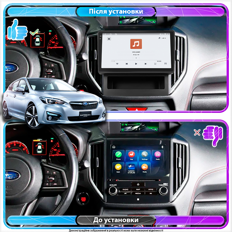 Штатная магнитола Lesko для Subaru Impreza V 2016-н.в. экран 9" 4/64 QLED CarPlay 4G Wi-Fi GPS 360 Prime