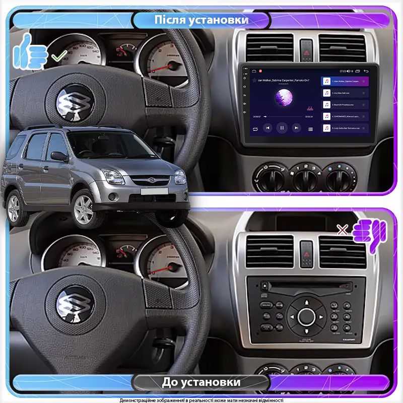 Штатная магнитола Lesko для Suzuki Ignis II (HR) 2003-2008 экран 10" 1/16Gb Wi-Fi GPS Base