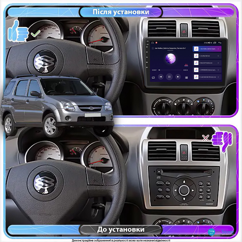 Штатная магнитола Lesko для Suzuki Ignis II (HR) 2003-2008 экран 10" 2/32Gb CarPlay 4G Wi-Fi GPS Prime