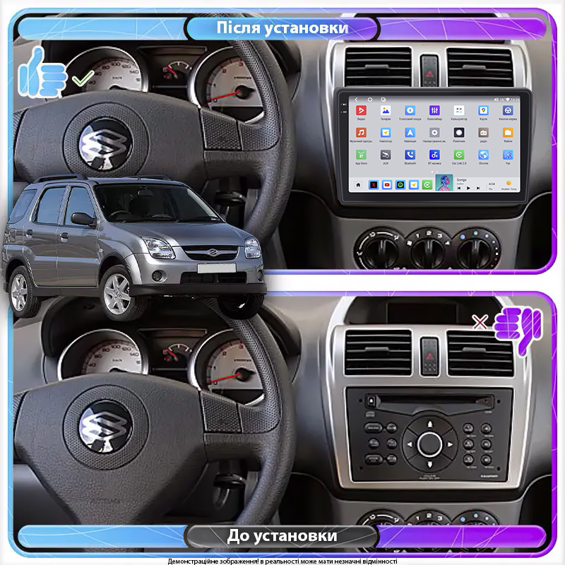 Штатная магнитола Lesko для Suzuki Ignis II (HR) 2003-2008 экран 10" 4/64 QLED CarPlay 4G Wi-Fi GPS 360 Prime