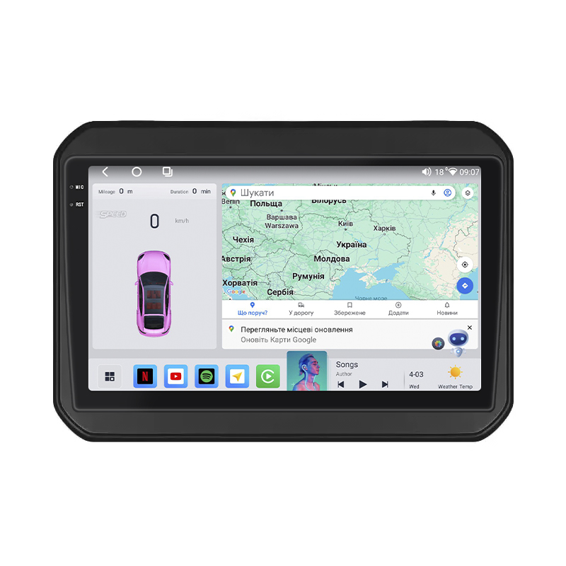 Штатная магнитола Lesko для Suzuki Ignis III 2016-2020 экран 9" 4/64 QLED CarPlay 4G Wi-Fi GPS 360 Prime