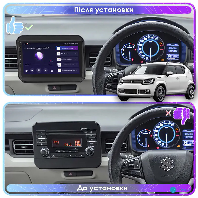 Штатная магнитола Lesko для Suzuki Ignis III 2016-2020 экран 9" 6/128Gb 4G Wi-Fi GPS Top