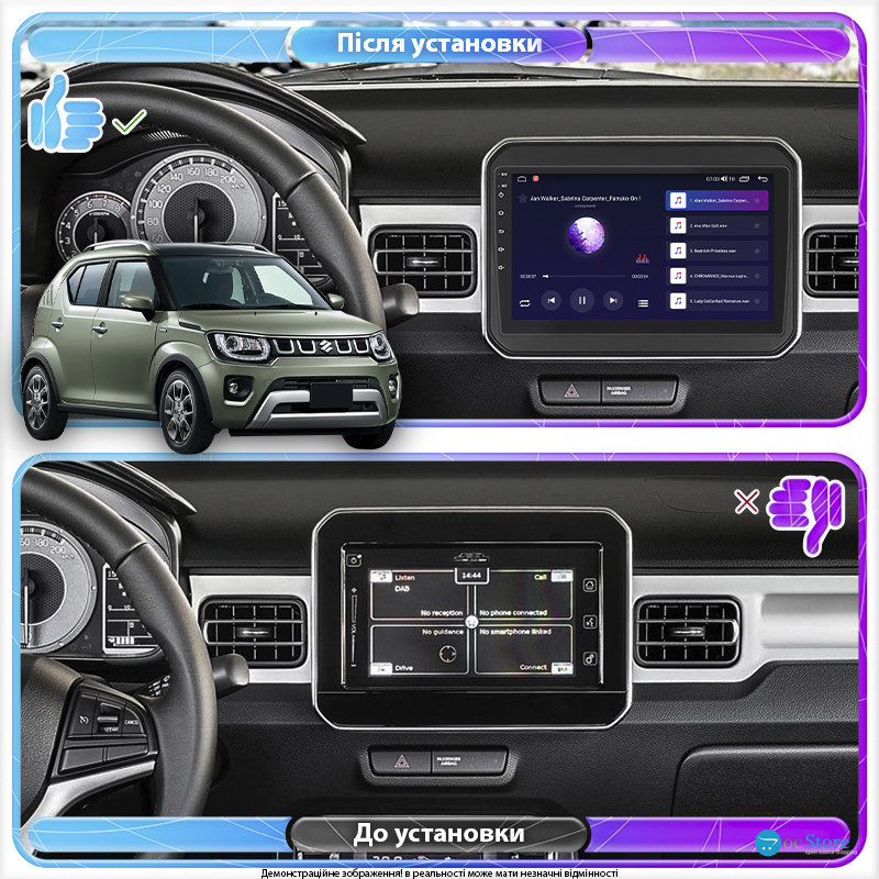 Штатная магнитола Lesko для Suzuki Ignis III Рестайлинг 2020-н.в. экран 9" 4/64Gb CarPlay 4G Wi-Fi GPS Prime