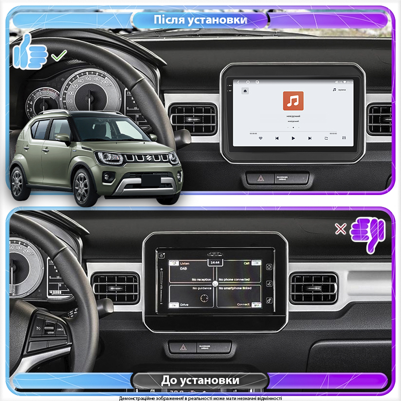 Штатная магнитола Lesko для Suzuki Ignis III Рестайлинг 2020-н.в. экран 9" 4/64 QLED CarPlay 4G Wi-Fi GPS 360 Prime