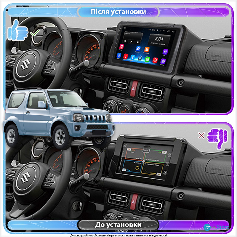 Штатная магнитола Lesko для Suzuki Jimny III Рестайлинг 2 2012-2019 экран 9" 2/32Gb Wi-Fi GPS Base