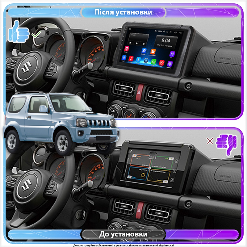 Штатная магнитола Lesko для Suzuki Jimny III Рестайлинг 2 2012-2019 экран 9" 2/32Gb Wi-Fi GPS Base