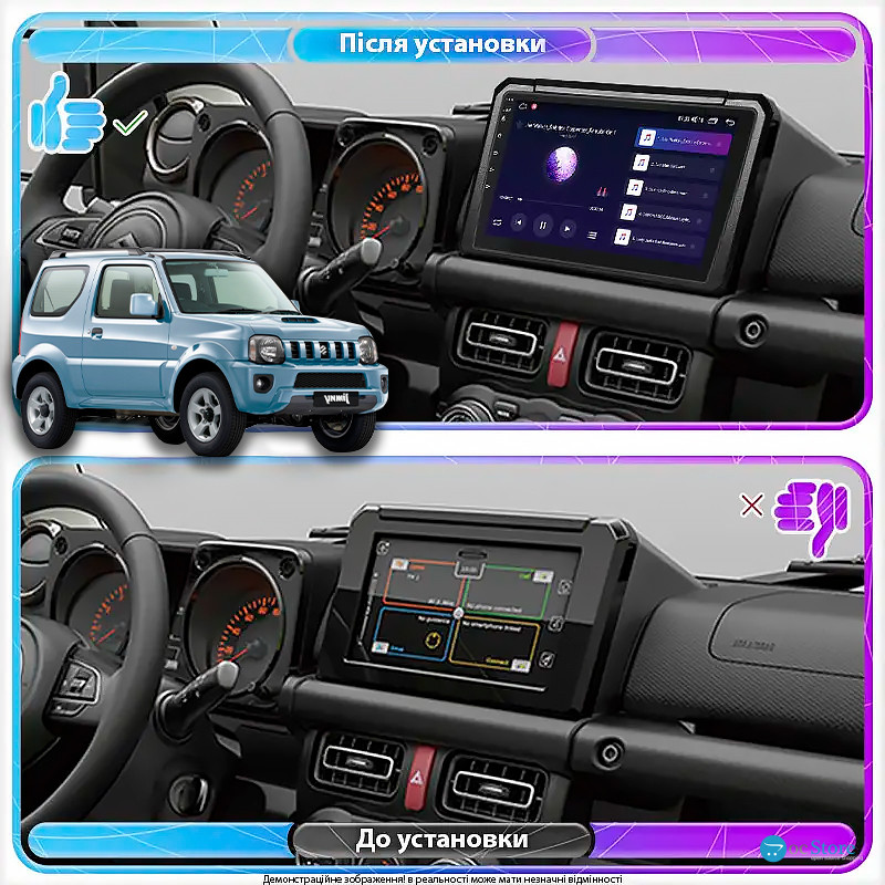 Штатная магнитола Lesko для Suzuki Jimny III Рестайлинг 2 2012-2019 экран 9" 2/32Gb CarPlay 4G Wi-Fi GPS Prime