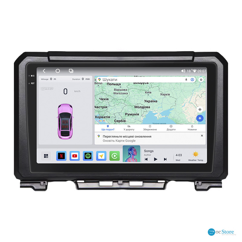 Штатная магнитола Lesko для Suzuki Jimny IV 2018-н.в. экран 9" 4/64 QLED CarPlay 4G Wi-Fi GPS 360 Prime