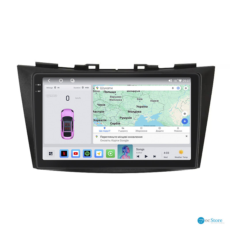Штатная магнитола Lesko для Suzuki Swift IV 2011-2013 экран 9" 4/64 QLED CarPlay 4G Wi-Fi GPS 360 Prime