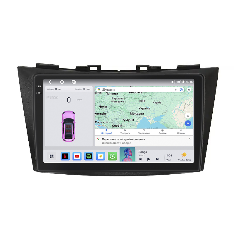 Штатная магнитола Lesko для Suzuki Swift IV 2011-2013 экран 9" 4/64 QLED CarPlay 4G Wi-Fi GPS 360 Prime