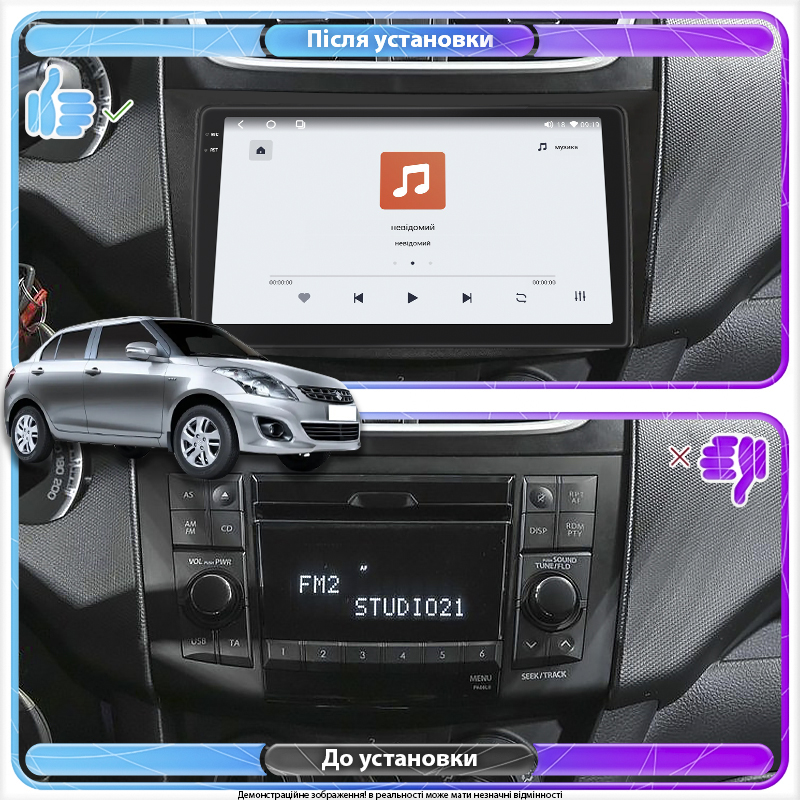 Штатная магнитола Lesko для Suzuki Swift IV 2011-2013 экран 9" 4/64 QLED CarPlay 4G Wi-Fi GPS 360 Prime