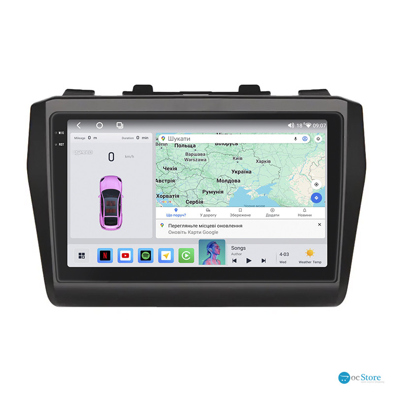 Штатная магнитола Lesko для Suzuki Swift V 2016-н.в. экран 10" 4/64 QLED CarPlay 4G Wi-Fi GPS 360 Prime
