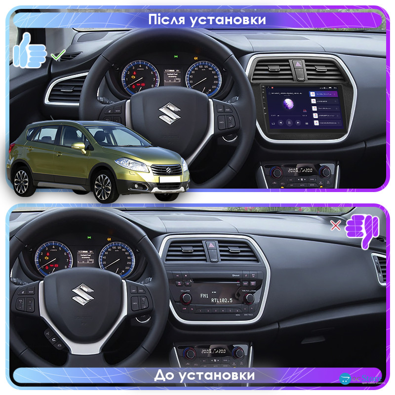 Штатная магнитола Lesko для Suzuki SX4 II (S-Cross) 2013-2016 экран 9" 2/32Gb Wi-Fi GPS Base