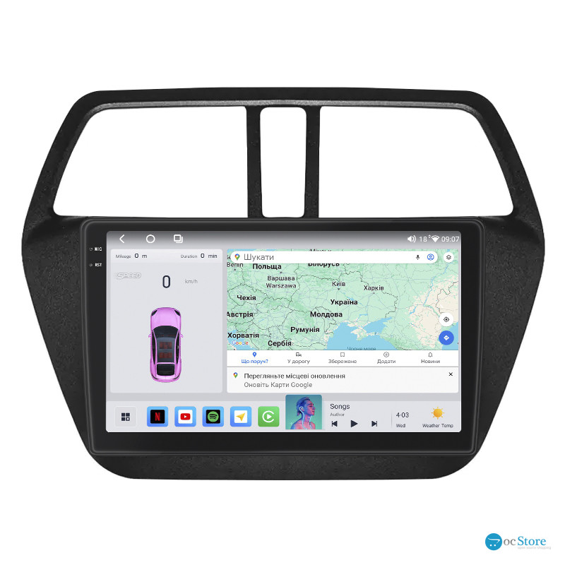 Штатная магнитола Lesko для Suzuki SX4 II (S-Cross) 2013-2016 экран 9" 4/64 QLED CarPlay 4G Wi-Fi GPS 360 Prime