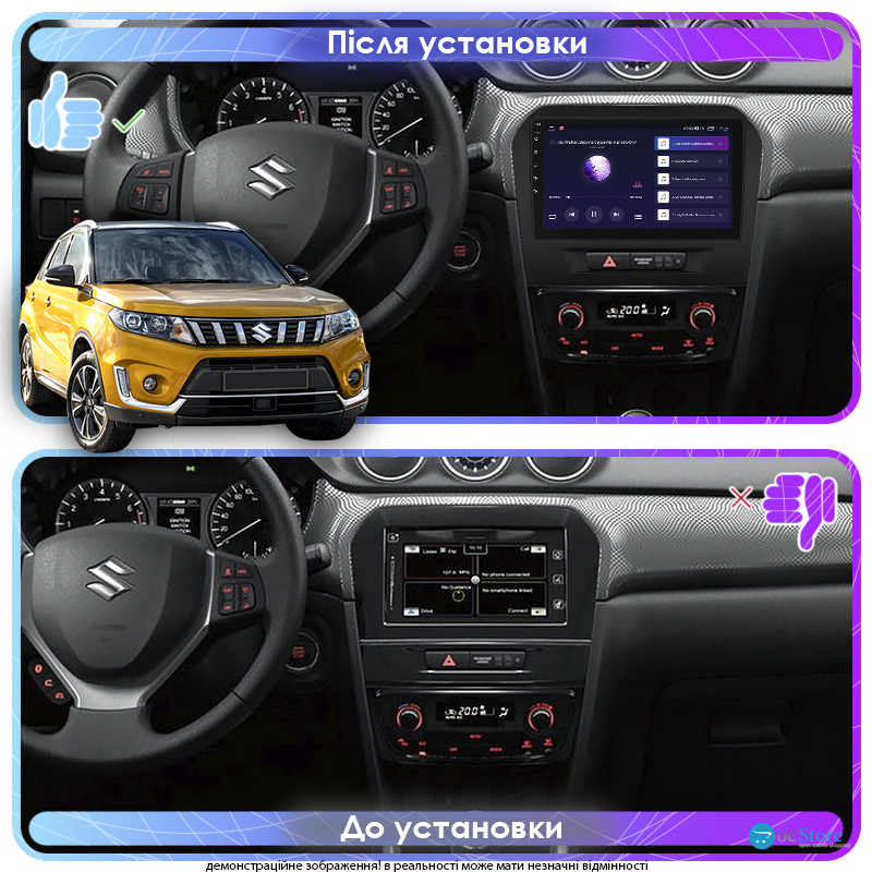 Штатная магнитола Lesko для Suzuki Vitara II Рестайлинг 2018-н.в. экран 9" 6/128Gb 4G Wi-Fi GPS Top