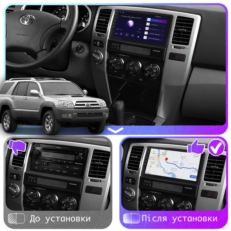 Штатная магнитола Lesko для Toyota 4Runner IV 2002-2005 экран 9" 2/32Gb CarPlay 4G Wi-Fi GPS Prime