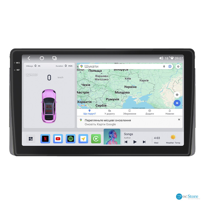 Штатная магнитола Lesko для Toyota 4Runner IV 2002-2005 экран 9" 4/64 QLED CarPlay 4G Wi-Fi GPS 360 Prime