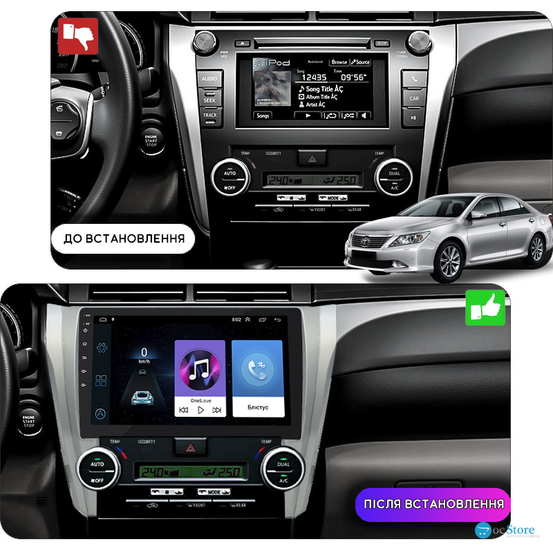 Штатная магнитола Lesko для Toyota Aurion II 2012-2017 экран 10" 1/16Gb Wi-Fi GPS Base