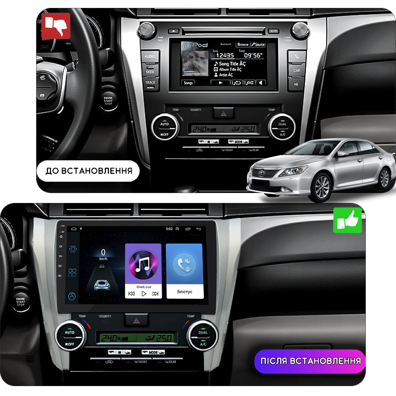 Штатная магнитола Lesko для Toyota Aurion II 2012-2017 экран 10" 1/16Gb Wi-Fi GPS Base